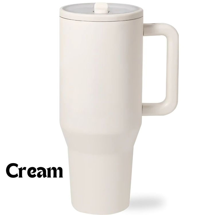 HydroMax™ | 40-oz geïsoleerde drinkbeker met handvat en uitklapbaar rubberen rietje