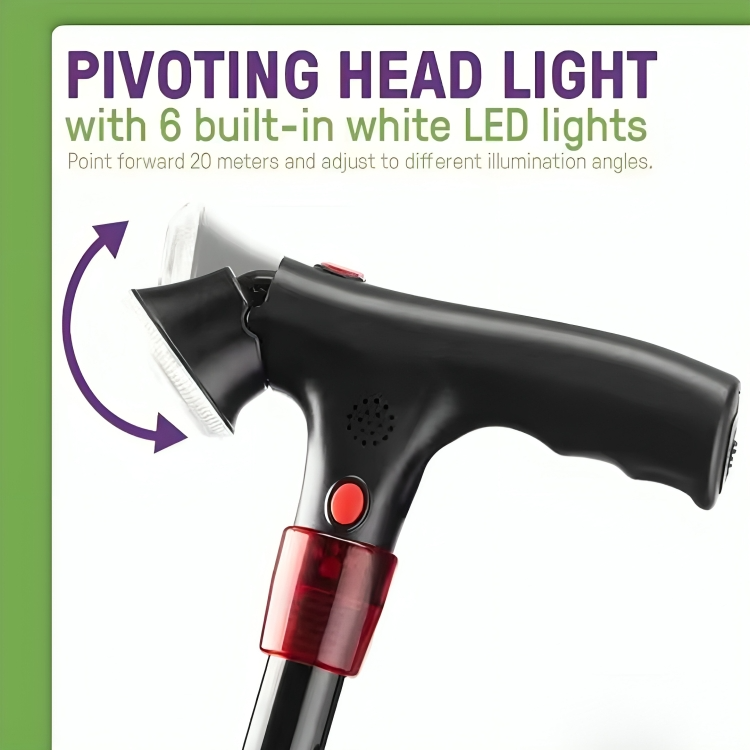 AlertCane™ | Telescopische opvouwbare wandelstok met alarm en LED-lampje