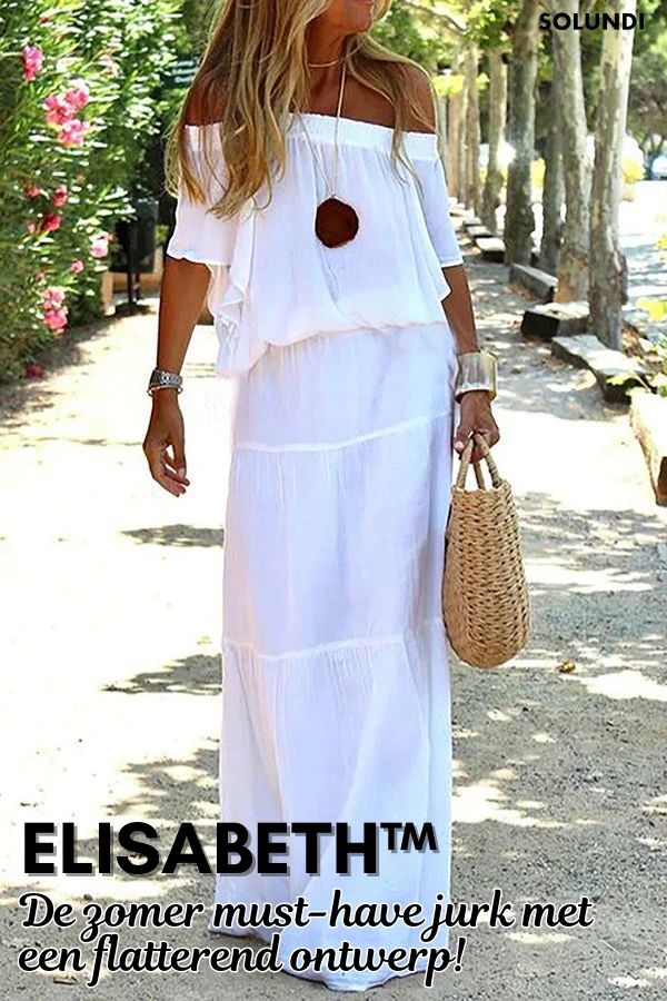Elisabeth™ - Casual off-the-shoulder effen strand maxi jurk