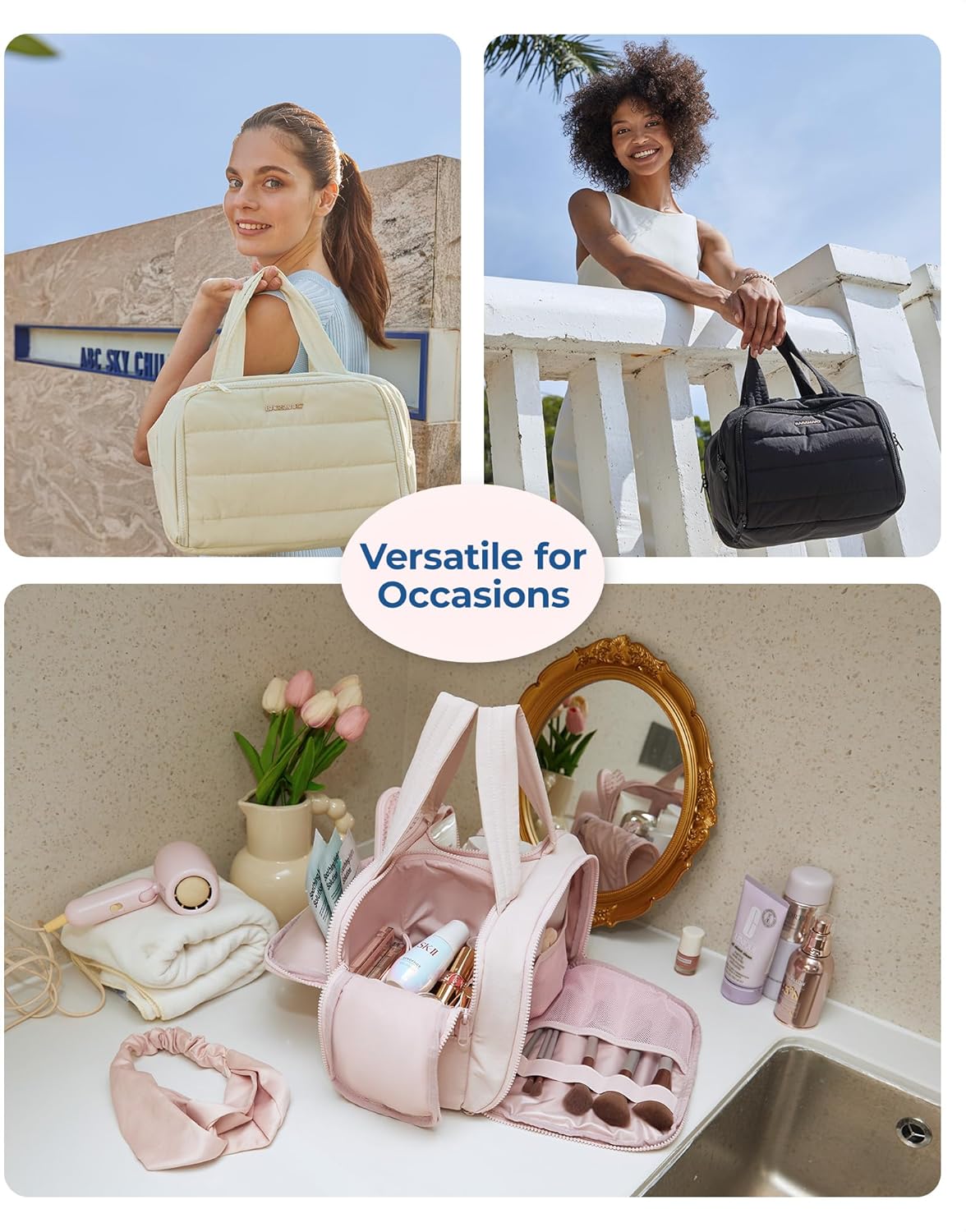 TIJDELIJK 50% KORTING | PuffPack⢠| Ontworpen om toiletartikelen rechtop en binnen handbereik te houden!