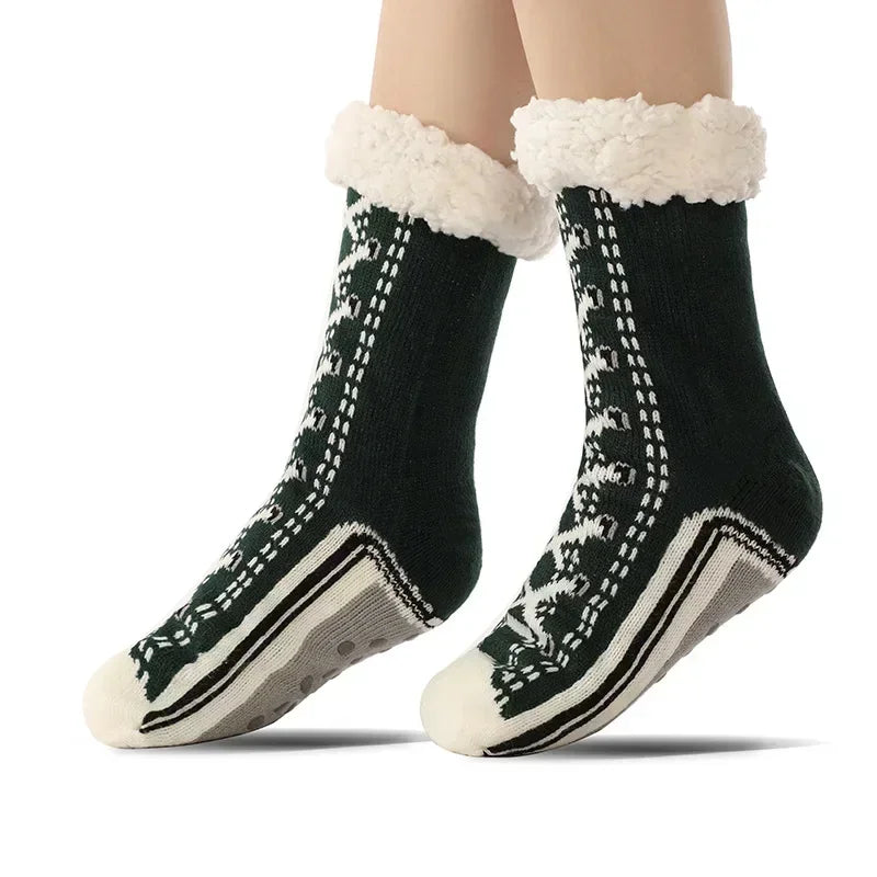 FuzzySole™ | Winterwarme, pluche gevoerde, antislip pantoffelsokken
