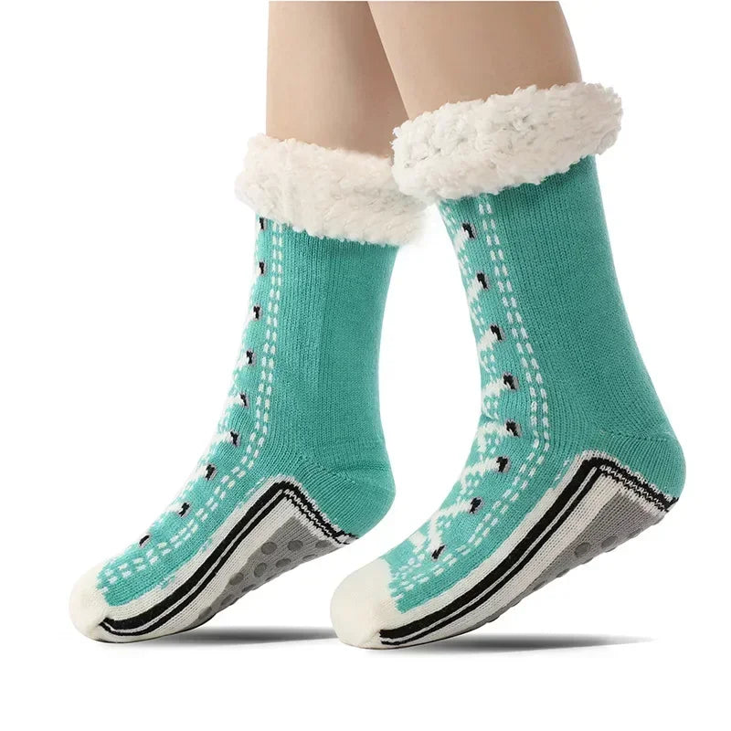FuzzySole™ | Winterwarme, pluche gevoerde, antislip pantoffelsokken