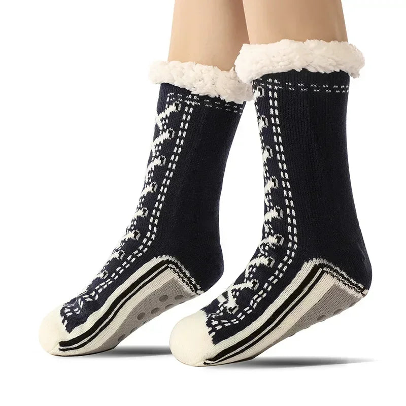 FuzzySole™ | Winterwarme, pluche gevoerde, antislip pantoffelsokken