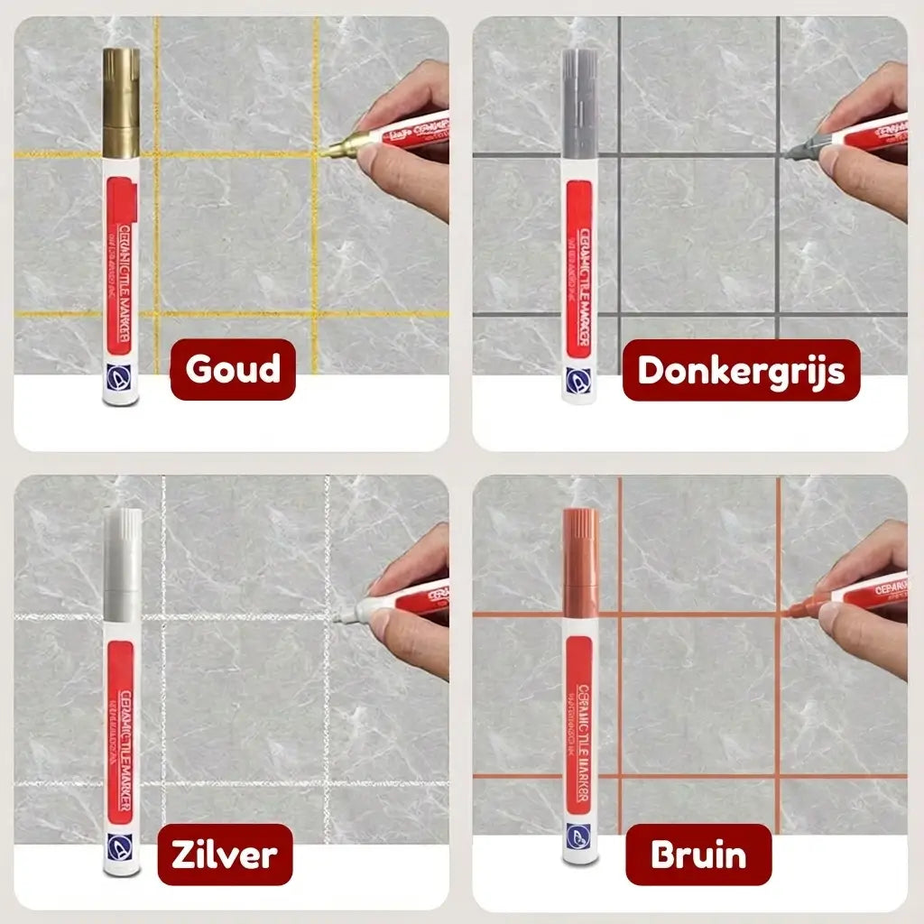 GroutPen kleuren goud donkergrijs zilver bruin
