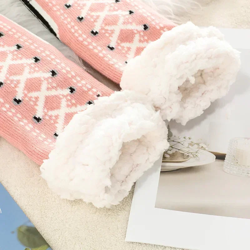 FuzzySole™ | Winterwarme, pluche gevoerde, antislip pantoffelsokken