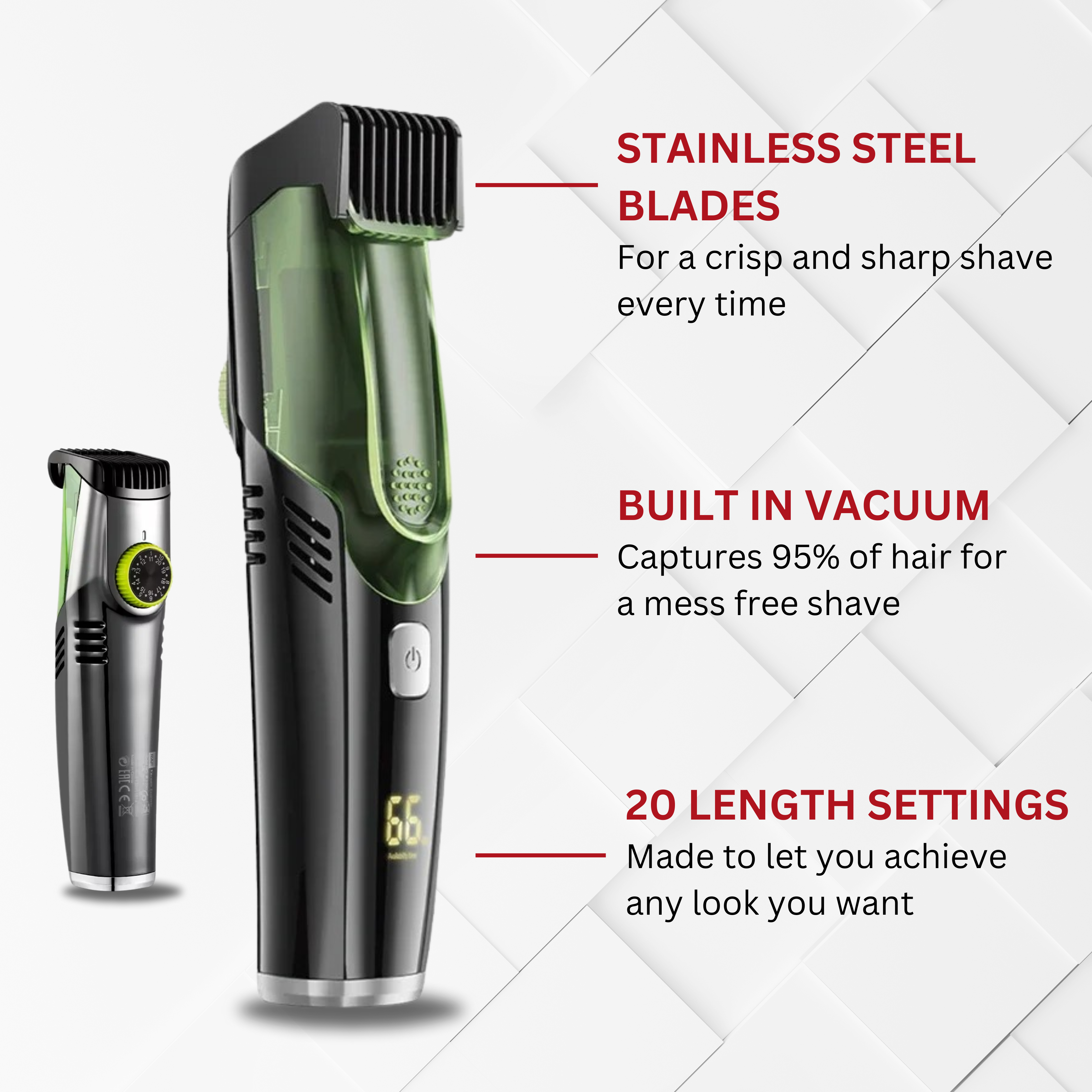 VacuShave⢠| Snoerloos vacuüm scheerapparaat