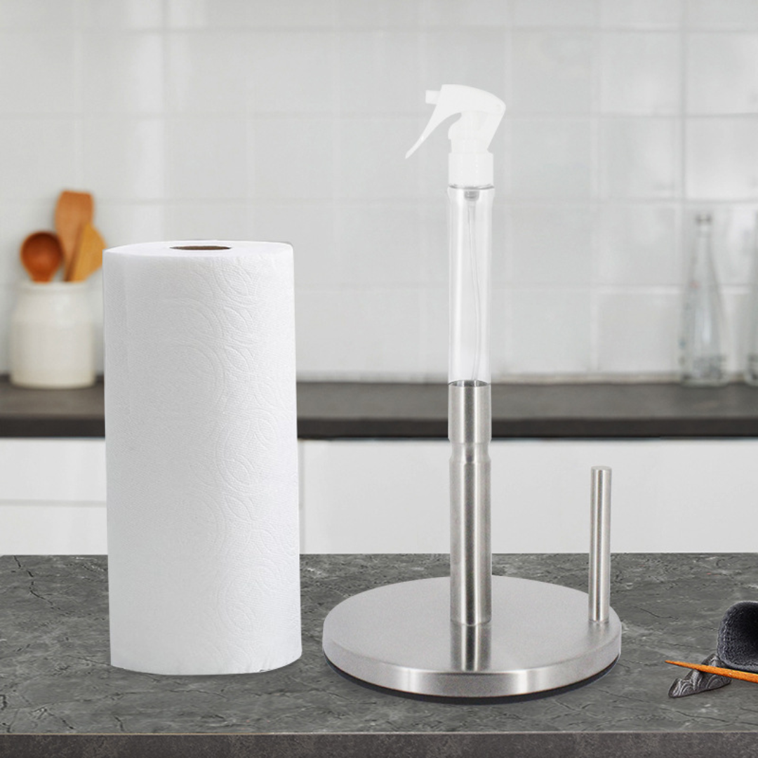 SprayNSwipe™ | Papieren handdoekhouder met spuitfles