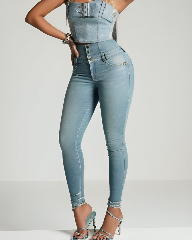 Amaris™ | Skinny jeans met hoge taille en achterrits