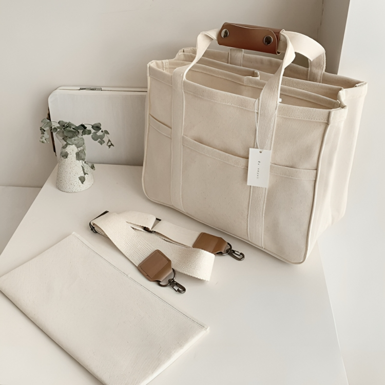 UrbanTote⢠| Canvas draagtas met meerdere zakken