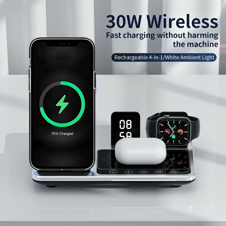 QuadCharge™ | Multifunctionele 4-in-1 draadloze oplader