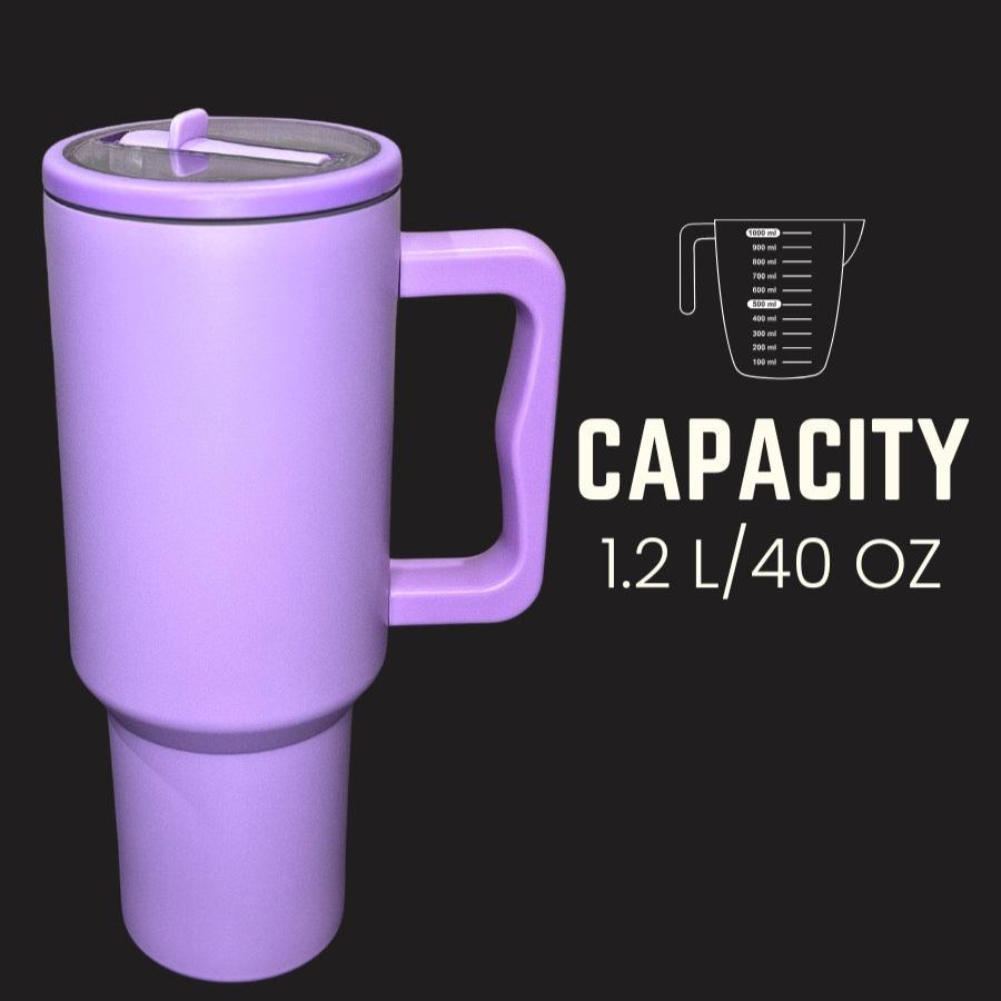 HydroMax™ | 40-oz geïsoleerde drinkbeker met handvat en uitklapbaar rubberen rietje