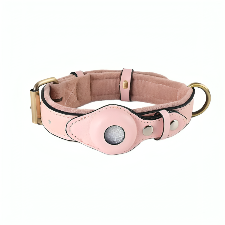 TrackTails⢠| Leren hondenhalsband met AirTag zakje
