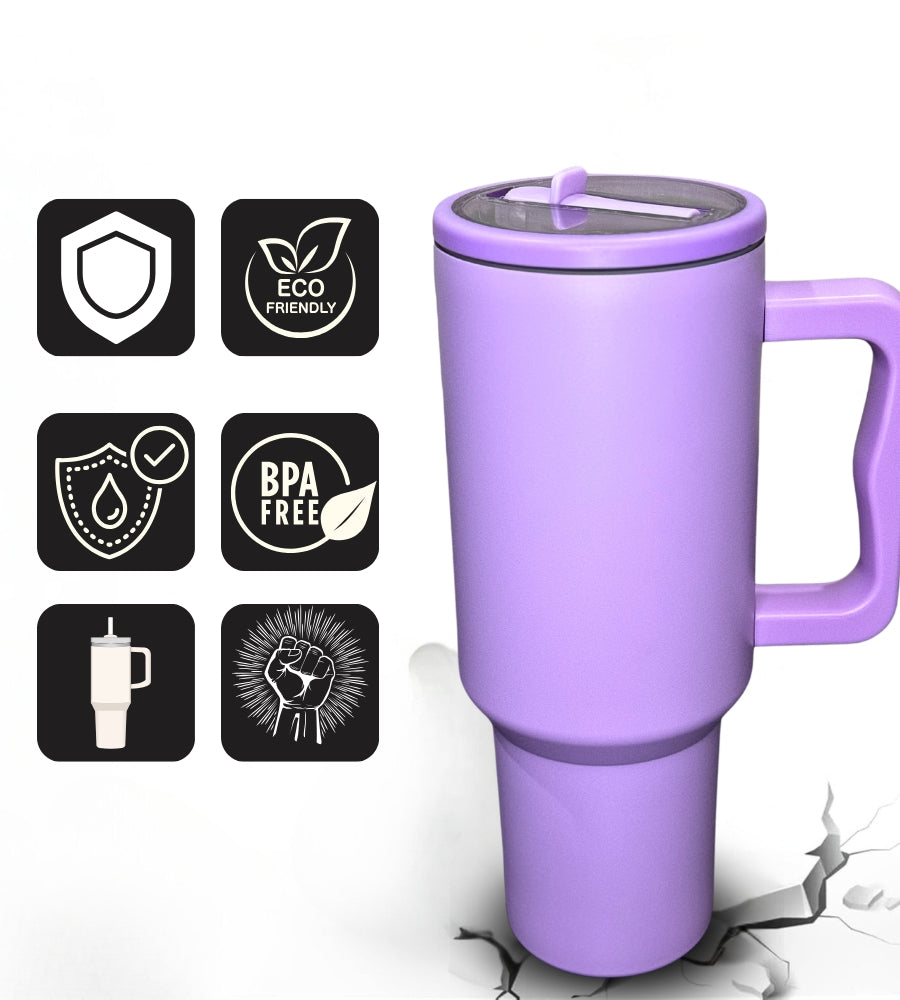 HydroMax™ | 40-oz geïsoleerde drinkbeker met handvat en uitklapbaar rubberen rietje