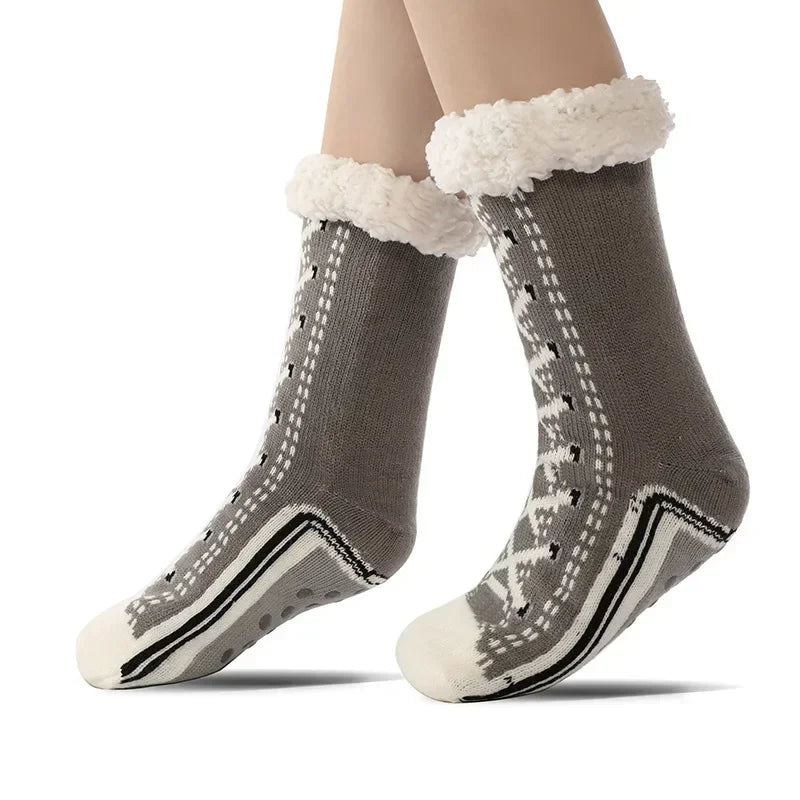 FuzzySole™ | Winterwarme, pluche gevoerde, antislip pantoffelsokken