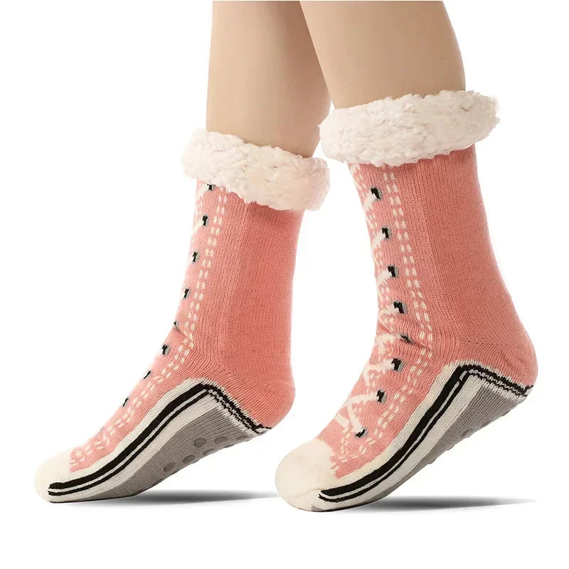 FuzzySole™ | Winterwarme, pluche gevoerde, antislip pantoffelsokken