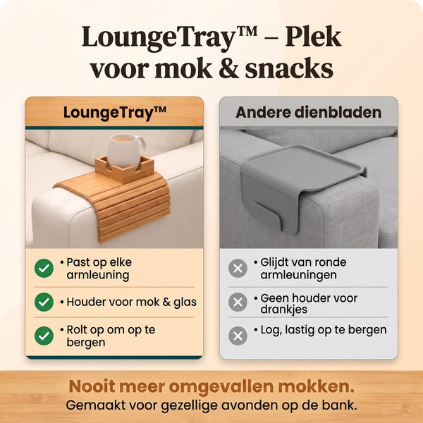 TIJDELIJK 50% KORTING  LoungeTray™ - Houten Bankblad
