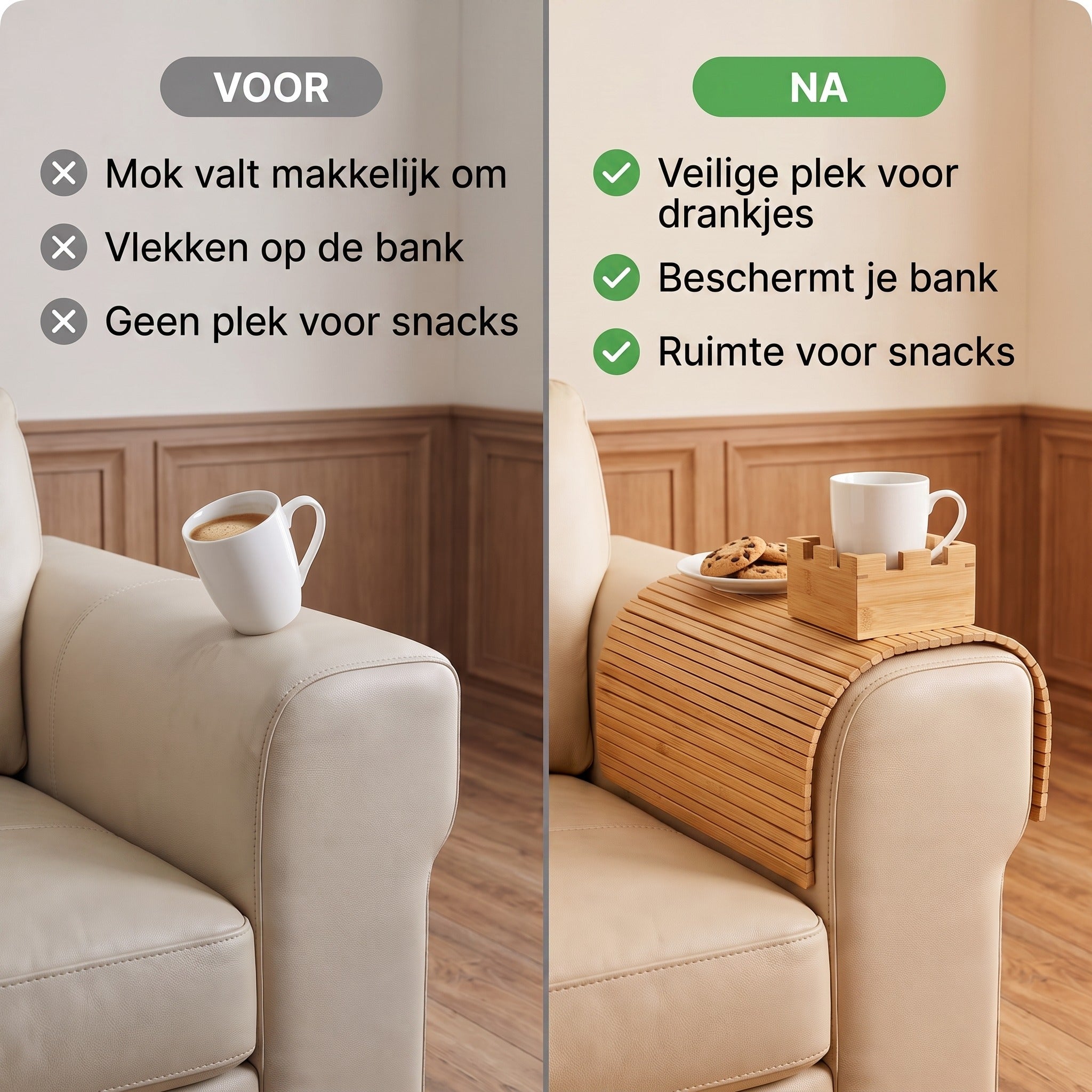TIJDELIJK 50% KORTING | LoungeTray™ - Houten Bankblad