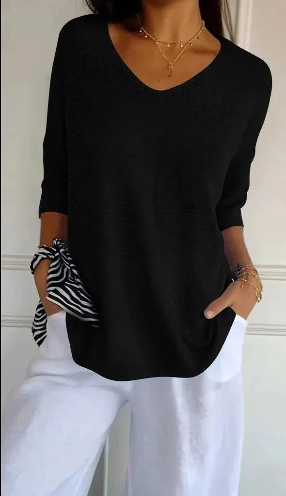 Willow™ | Effen gebreide top met V-hals