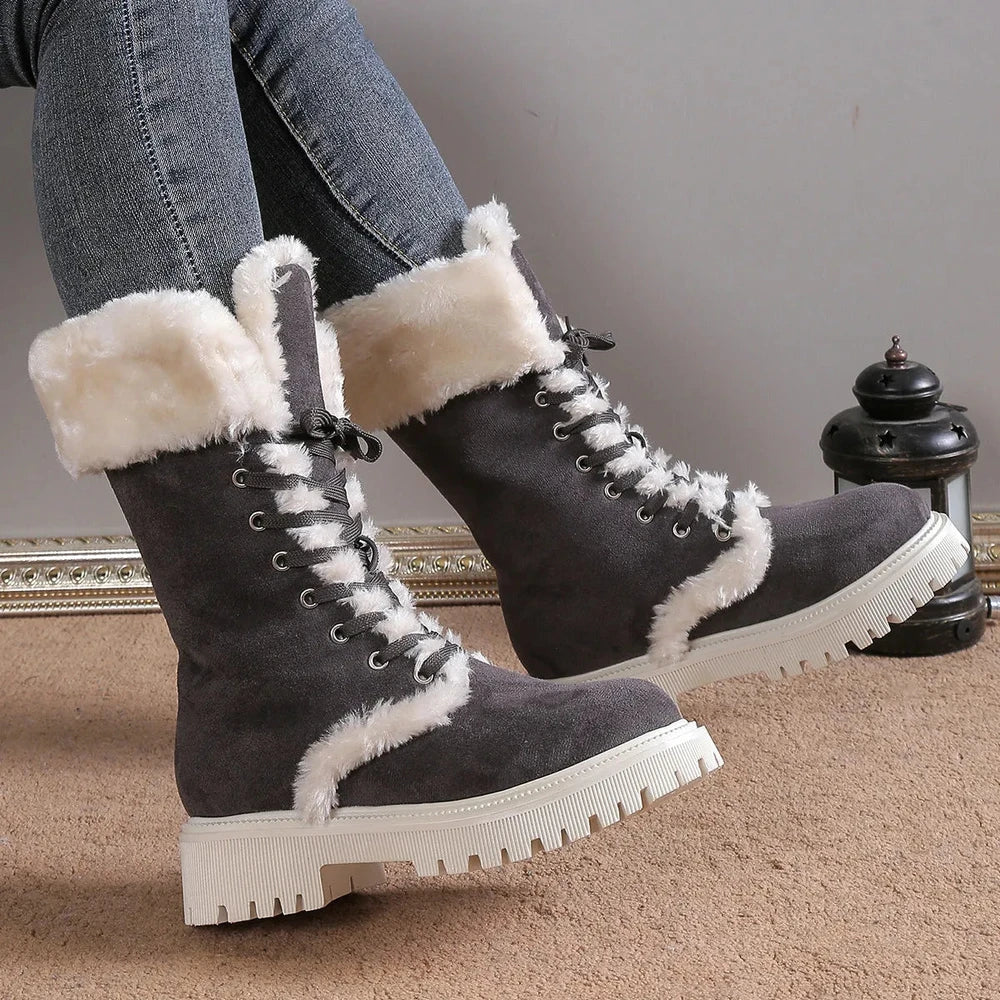 TEST - Plus Size Furry Warm Mid-Calf Snow Boots