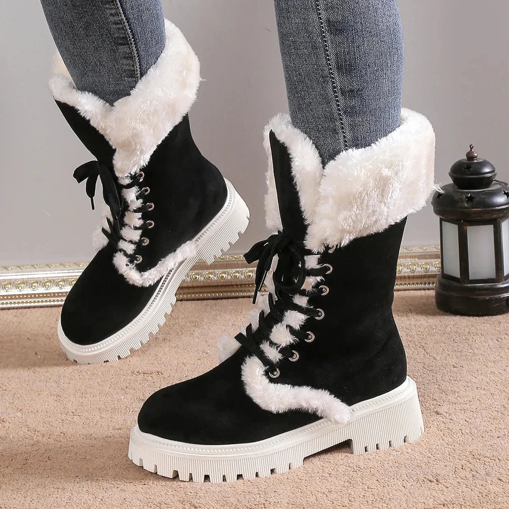 TEST - Plus Size Furry Warm Mid-Calf Snow Boots