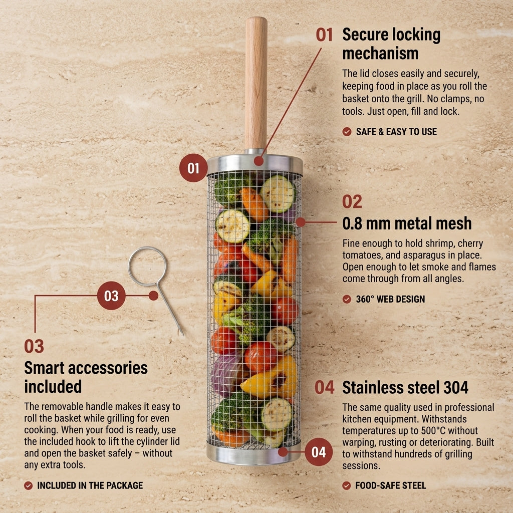 1 + 1 GRATIS VANDAAG | GrillBarrel™ - Rollende Grillmand