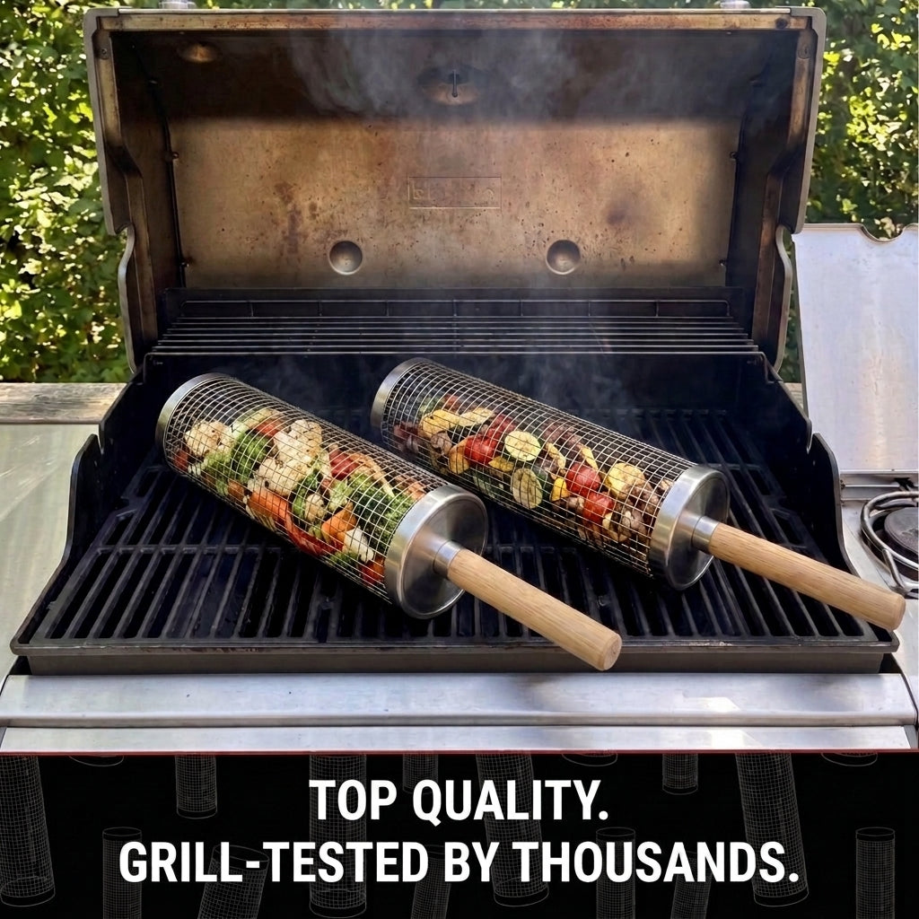 1 + 1 GRATIS VANDAAG | GrillBarrel™ - Rollende Grillmand