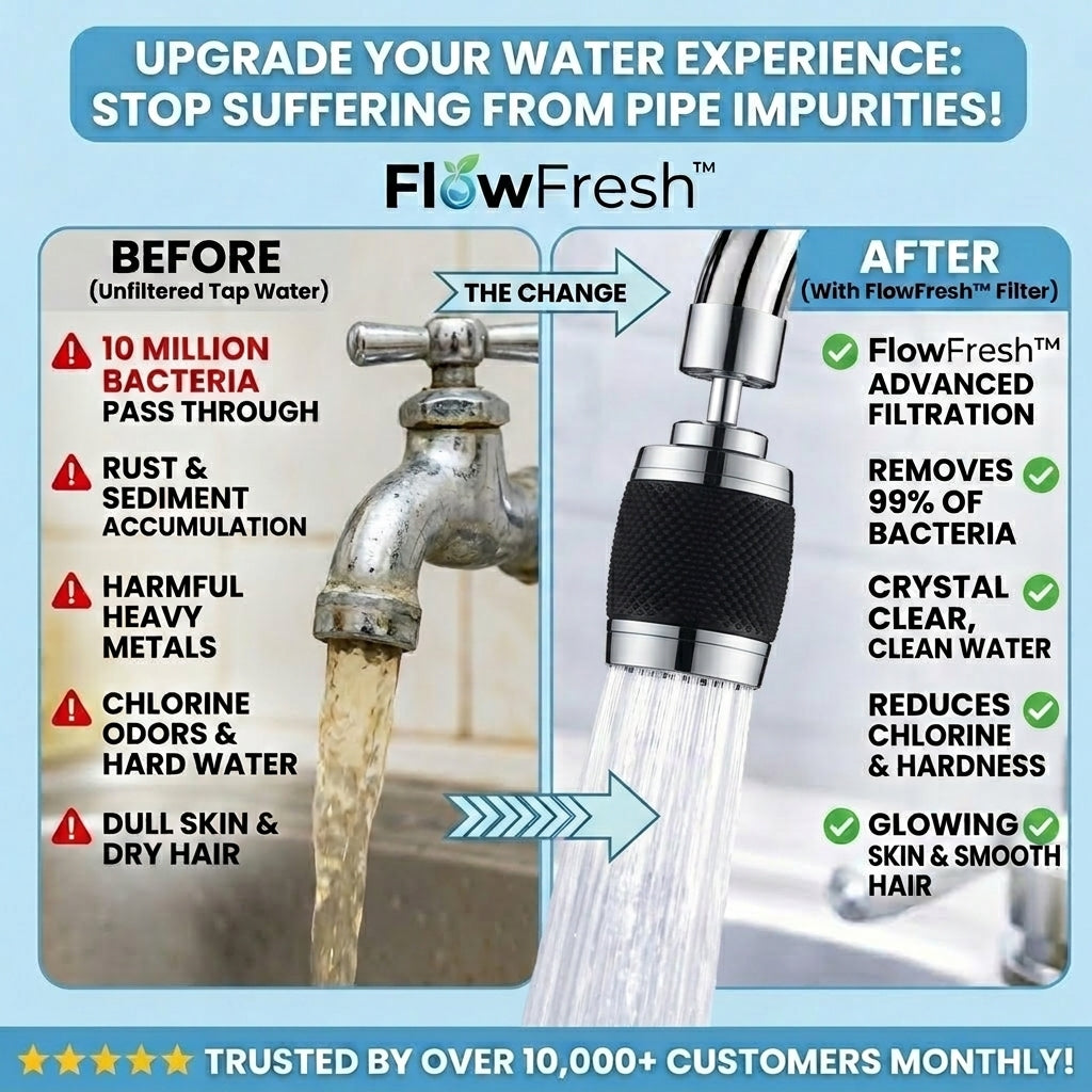 1 + 1 GRATIS VANDAAG | FlowFresh™ - 95% Schonere Gefilterd Water