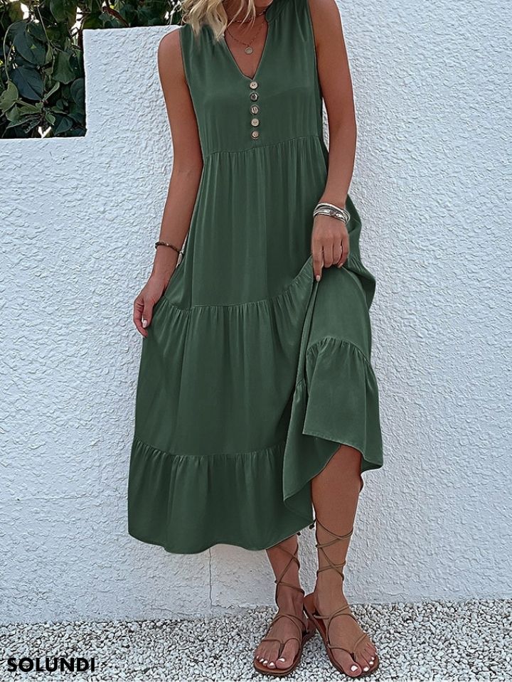TIJDELIJK 50% KORTING | Heidi™ - Jurk met knopen & ruches