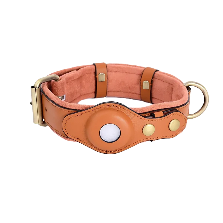 TrackTails™ | Leren hondenhalsband met AirTag zakje