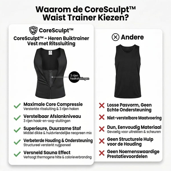 TIJDELIJK 50% KORTING  CoreSculpt™ - Heren tailletrainer trimmervest met rits