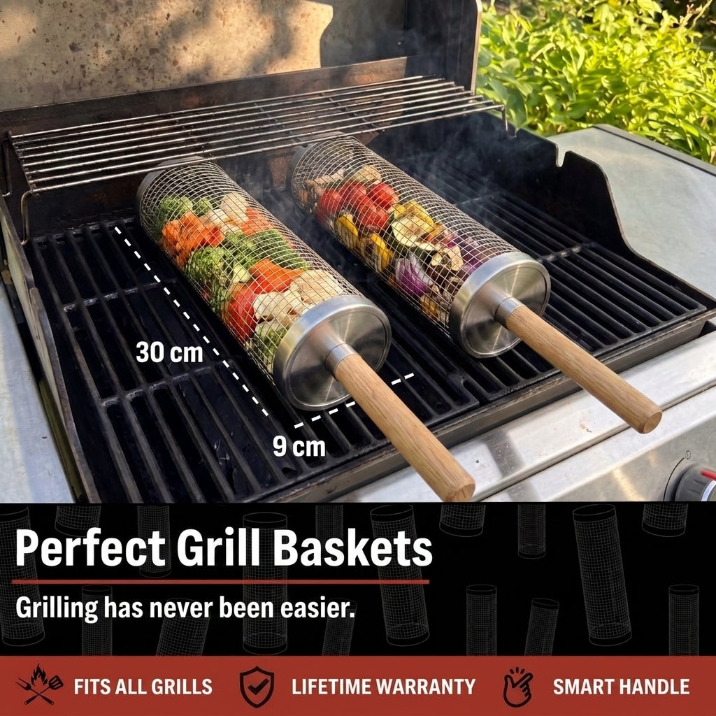 1 + 1 GRATIS VANDAAG | GrillBarrel™ - Rollende Grillmand