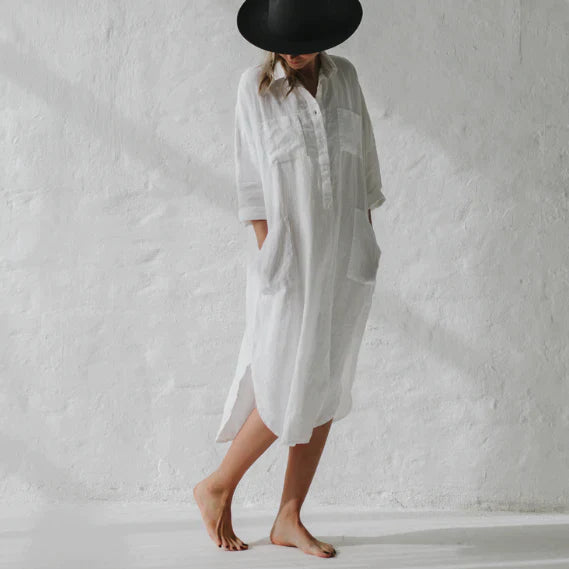 Anita™ - Elegante overhemdjurk met split en effen kleur
