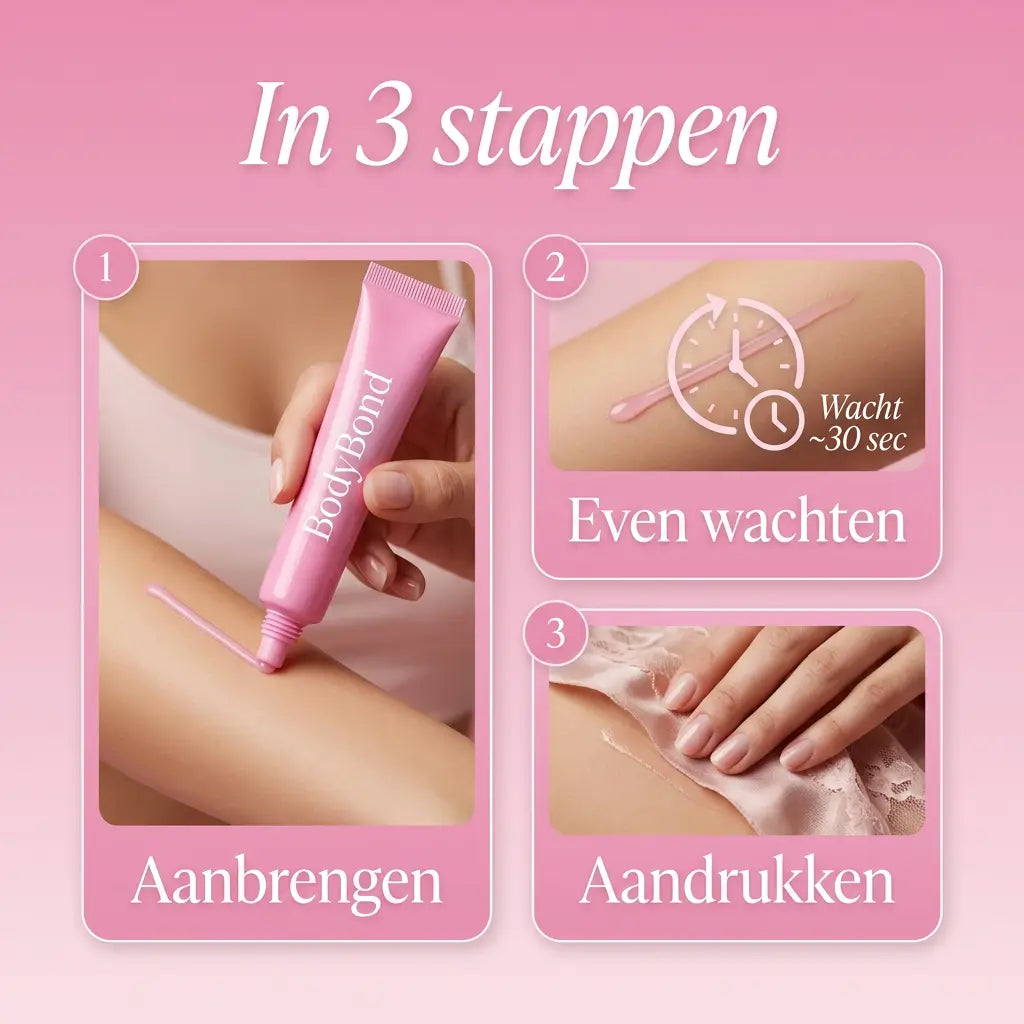 In 3 stappen: aanbrengen, wachten, aandrukken