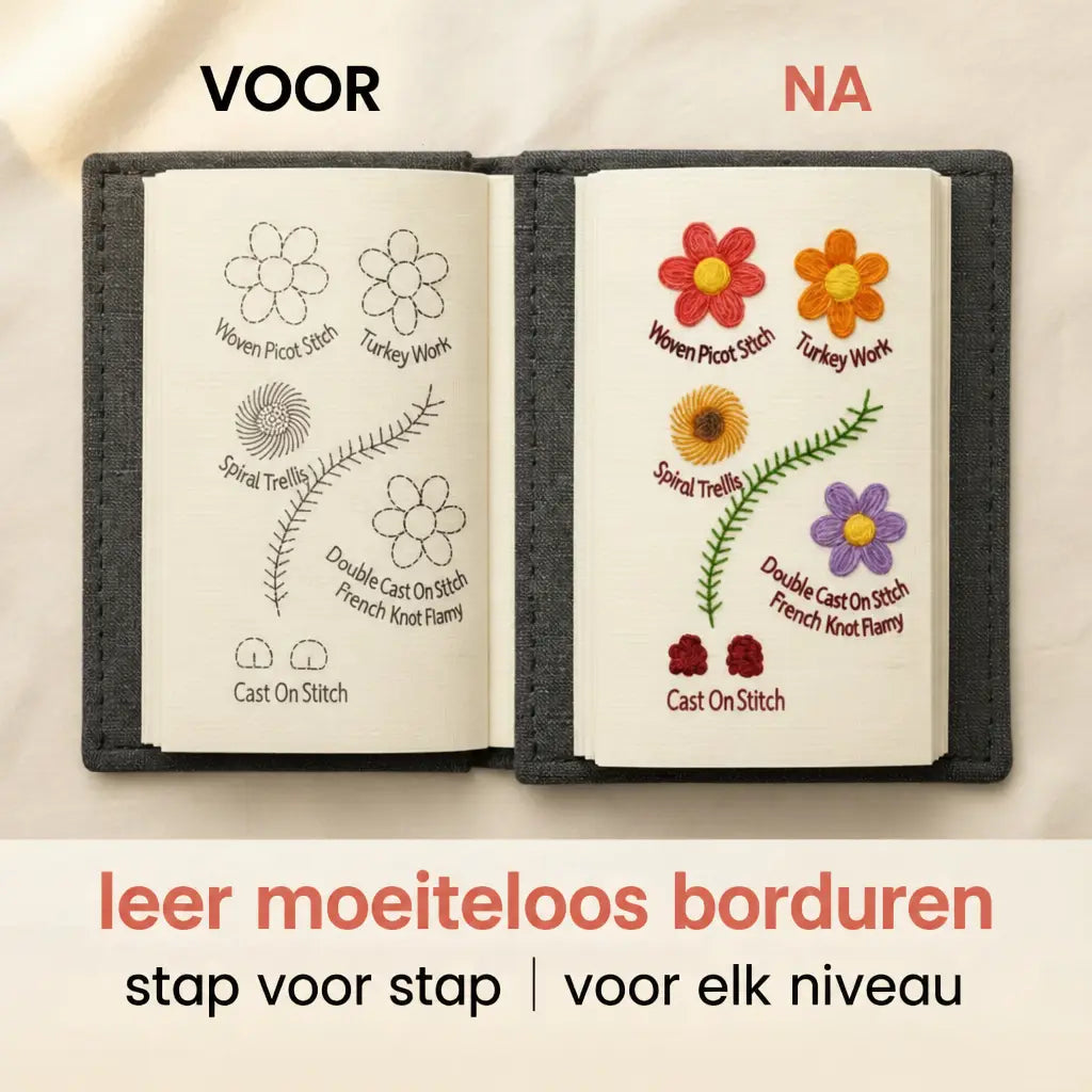 Voor en na - leer moeiteloos borduren, stap voor stap