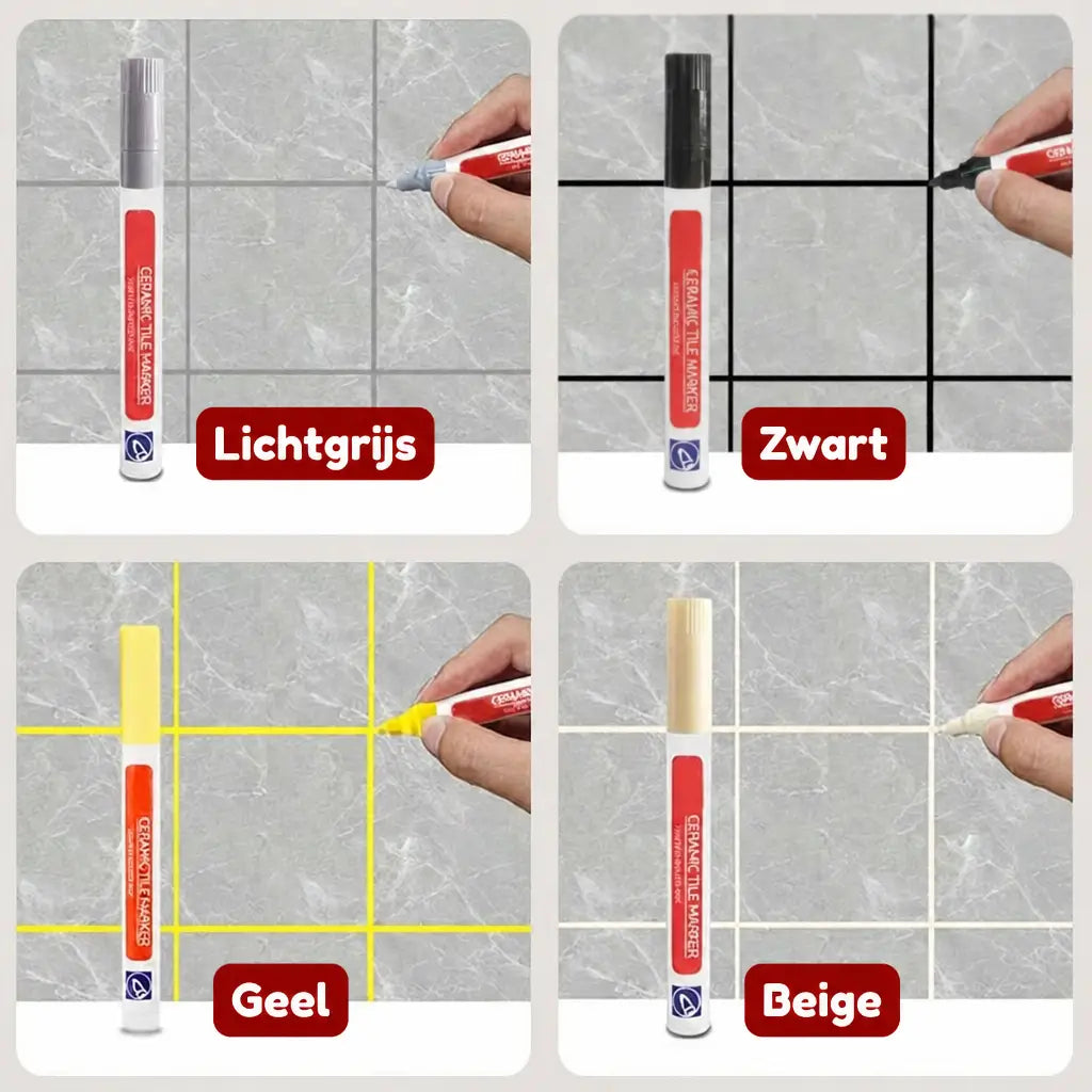 GroutPen kleuren lichtgrijs zwart geel beige