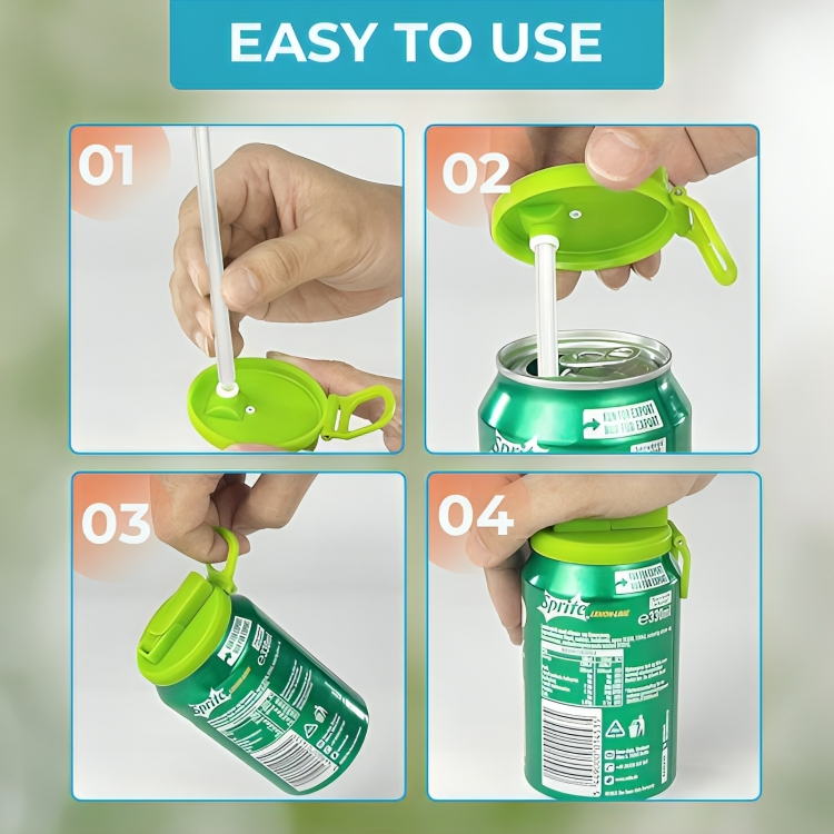 2 + 2 GRATIS VANDAAG | SipSeal™ | Siliconen rietje Deksel van frisdrankblikje