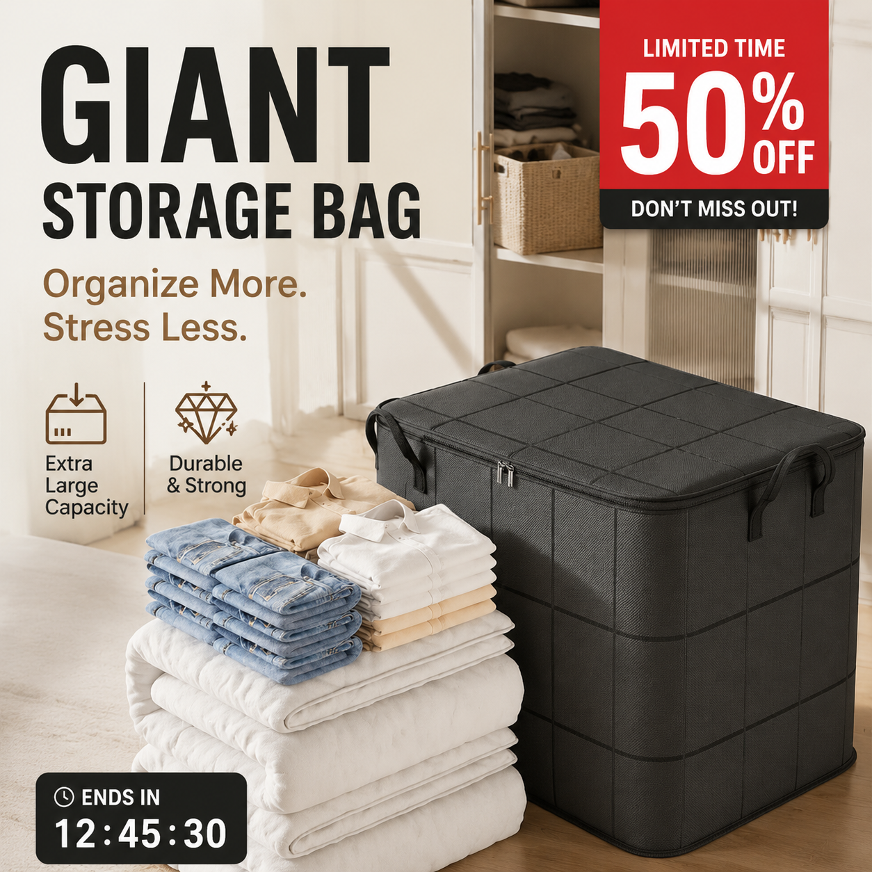 1+1 GRATIS VANDAAG | StoreNest™ - Grote opbergtas