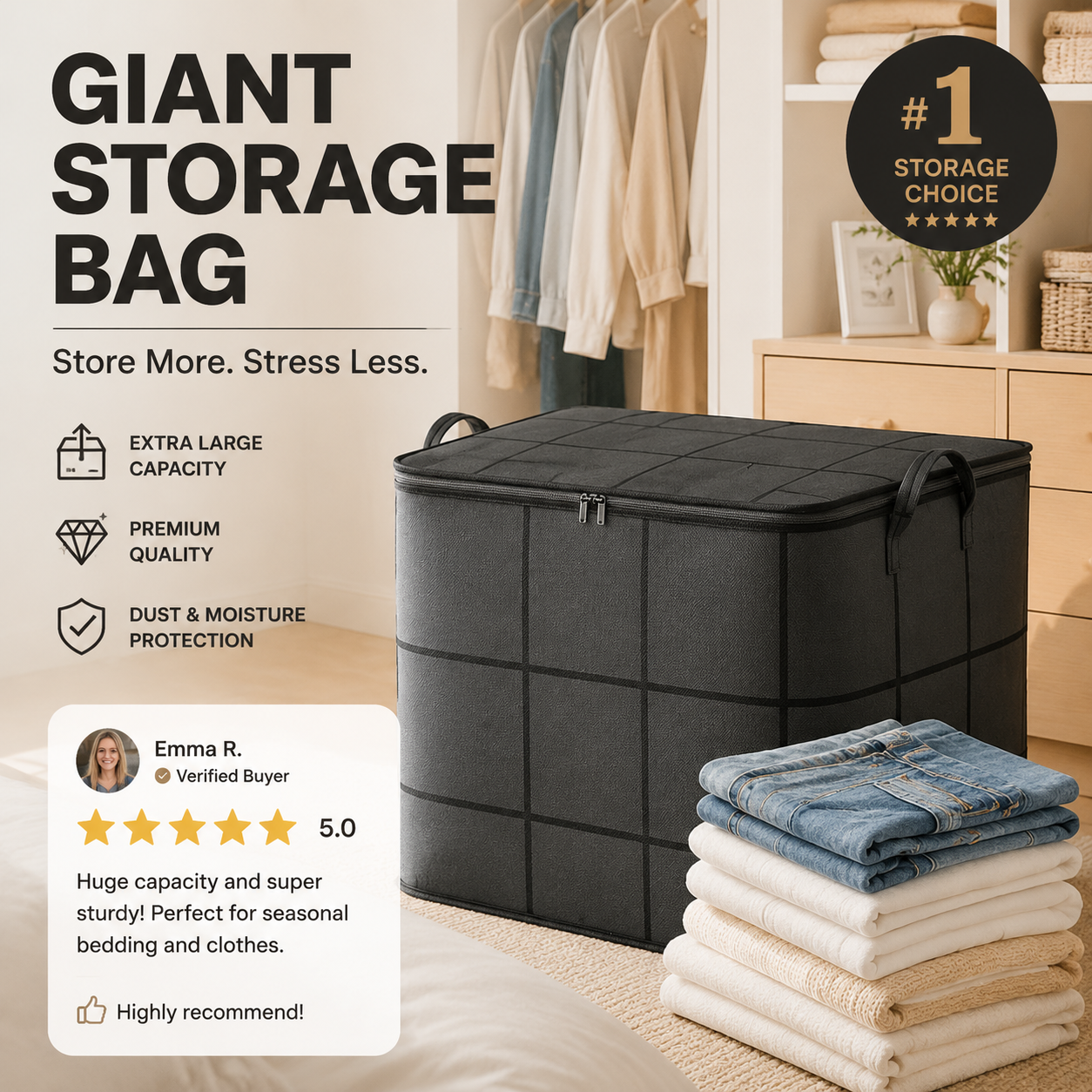 1+1 GRATIS VANDAAG | StoreNest™ - Grote opbergtas