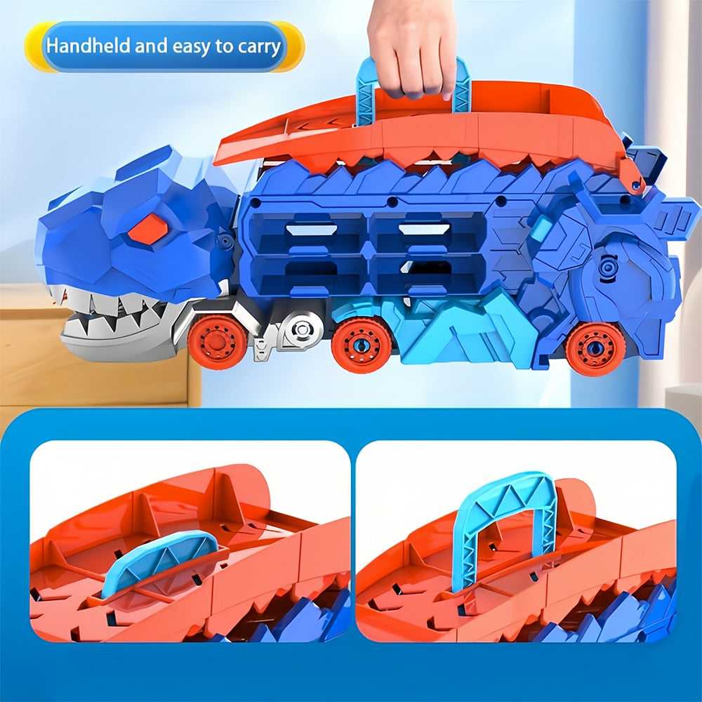 TIJDELIJK 50% KORTING | RacerRex™ | Dinosaurus transportwagen met opklapbare glijbaan