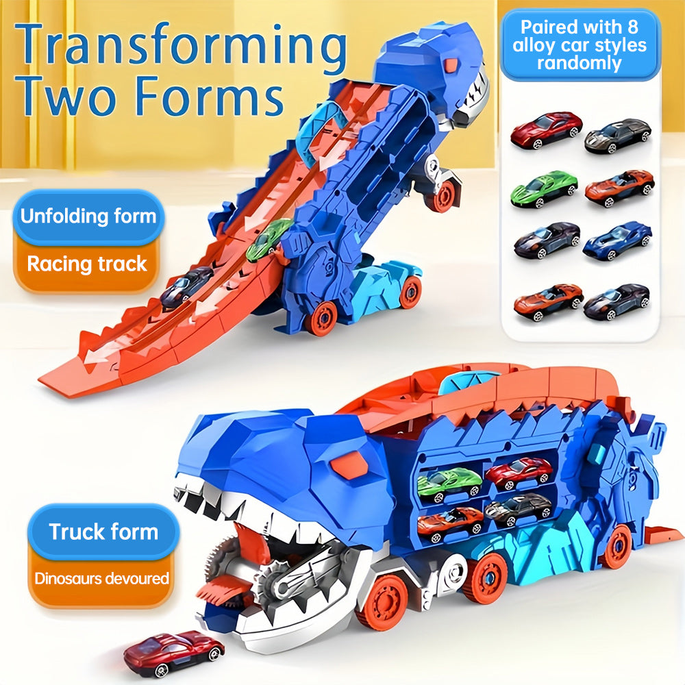 TIJDELIJK 50% KORTING | RacerRex™ | Dinosaurus transportwagen met opklapbare glijbaan