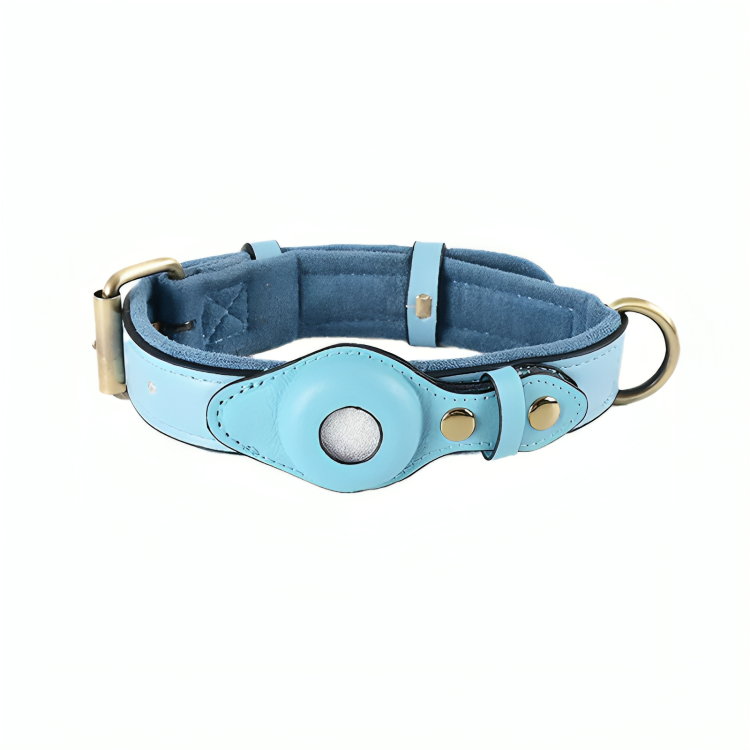 TrackTails™ | Leren hondenhalsband met AirTag zakje