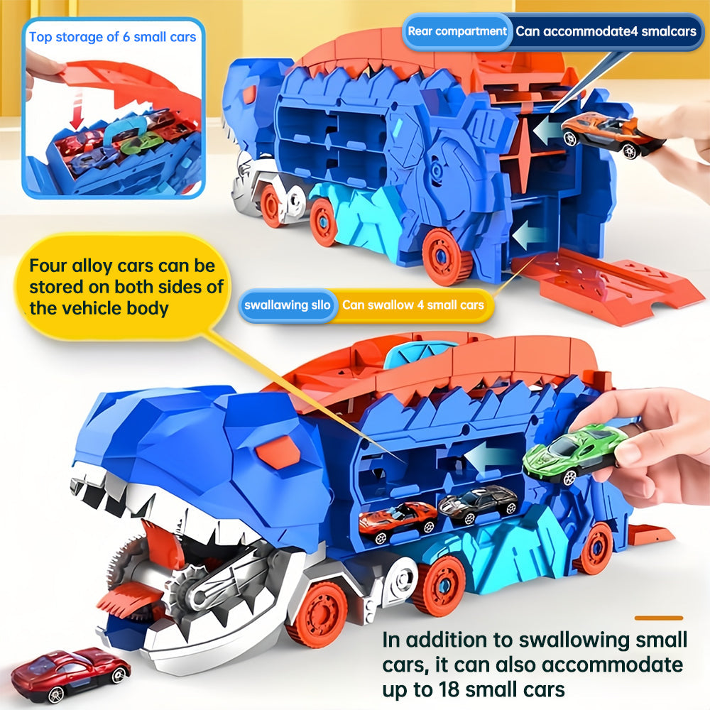 TIJDELIJK 50% KORTING | RacerRex™ | Dinosaurus transportwagen met opklapbare glijbaan