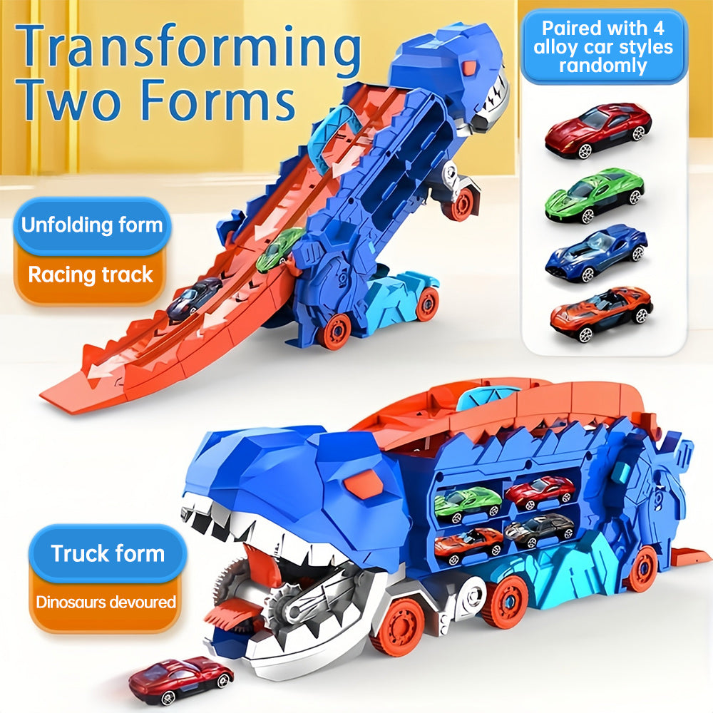 TIJDELIJK 50% KORTING | RacerRex™ | Dinosaurus transportwagen met opklapbare glijbaan