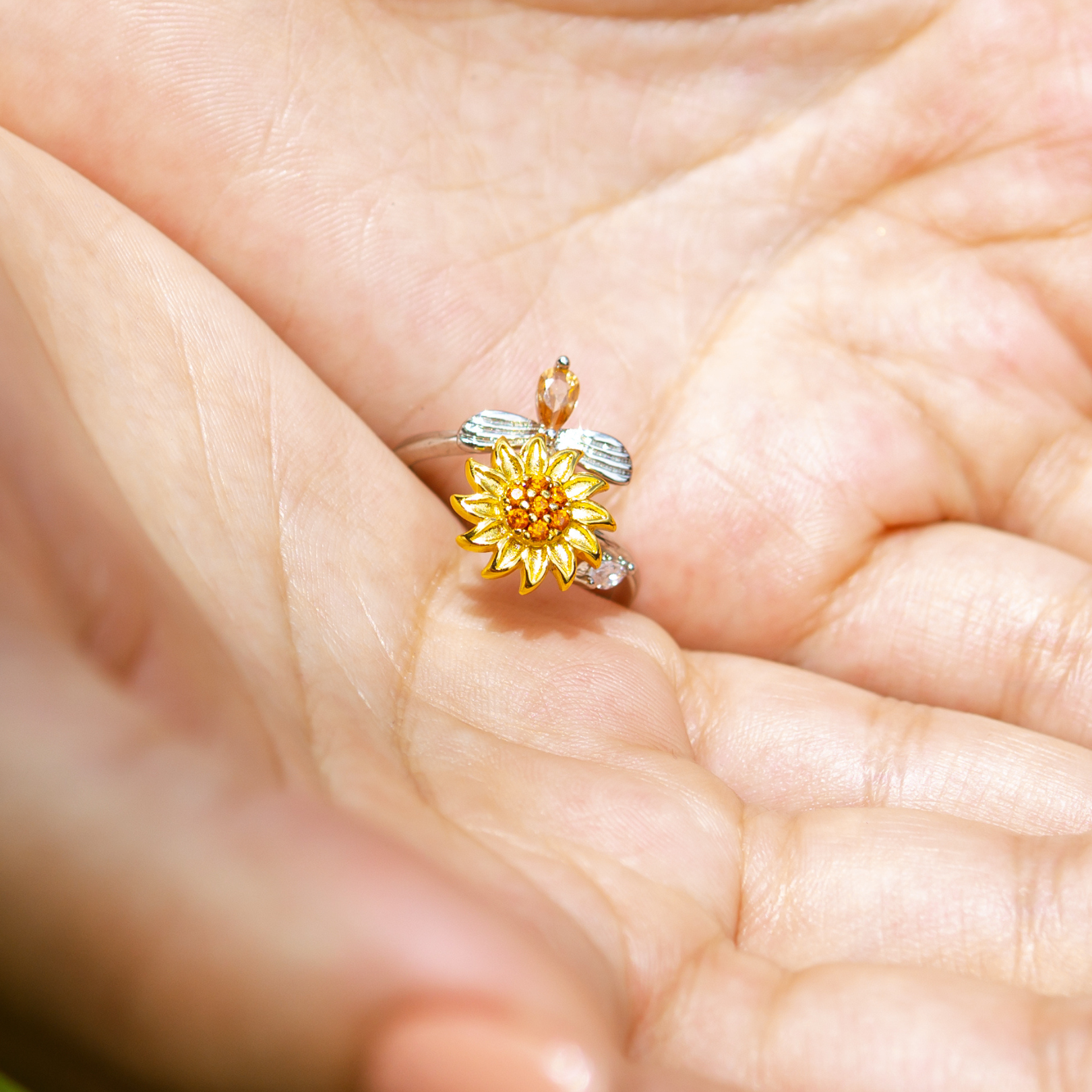 CalmingBloom™ | Zonnebloem roterende anti-angst ring