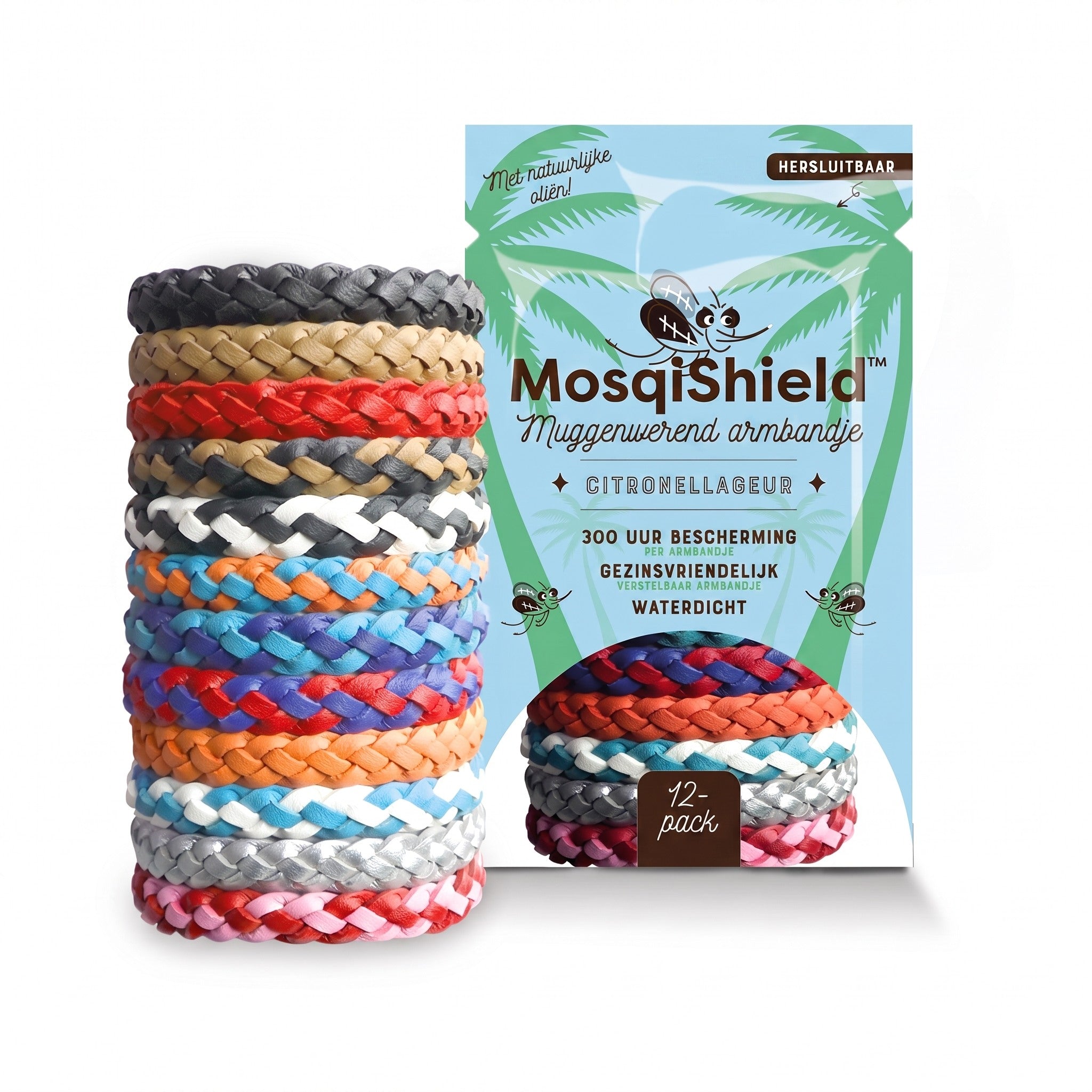 1+1 GRATIS VANDAAG | MosqiShield™ - Muggenwerende Armband (12 stuks per verpakking)