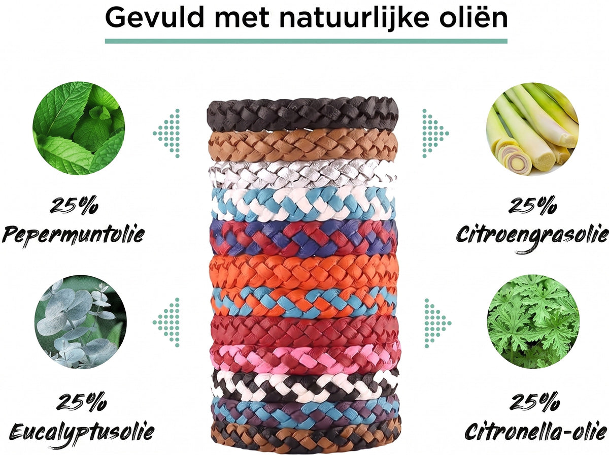 1+1 GRATIS VANDAAG | MosqiShield™ - Muggenwerende Armband (12 stuks per verpakking)