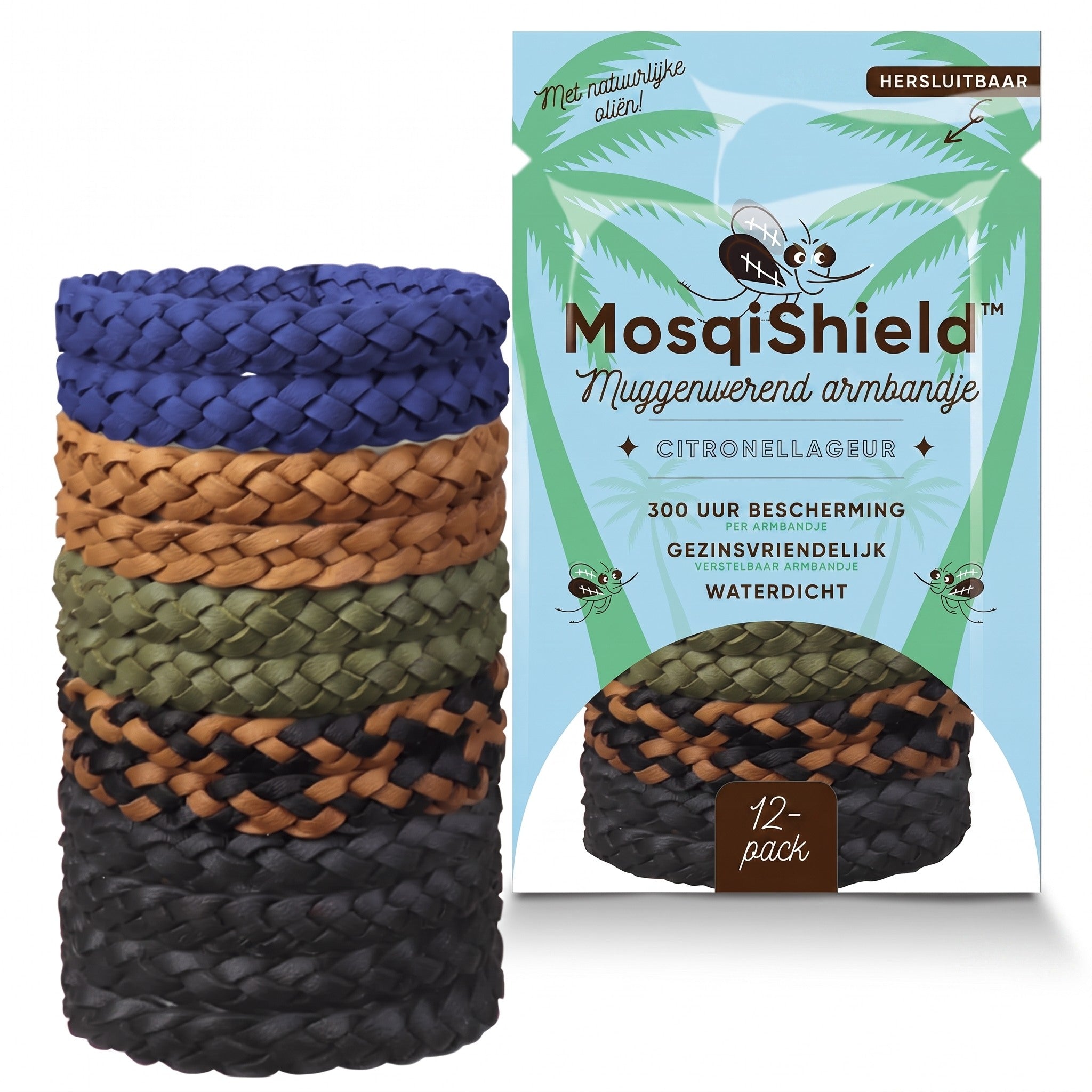 1+1 GRATIS VANDAAG | MosqiShield™ - Muggenwerende Armband (12 stuks per verpakking)