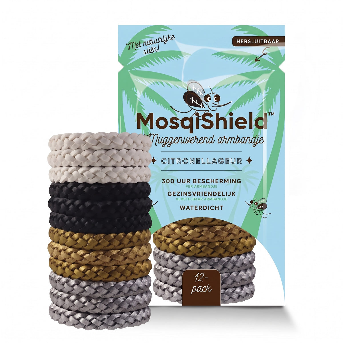 1+1 GRATIS VANDAAG | MosqiShield™ - Muggenwerende Armband (12 stuks per verpakking)