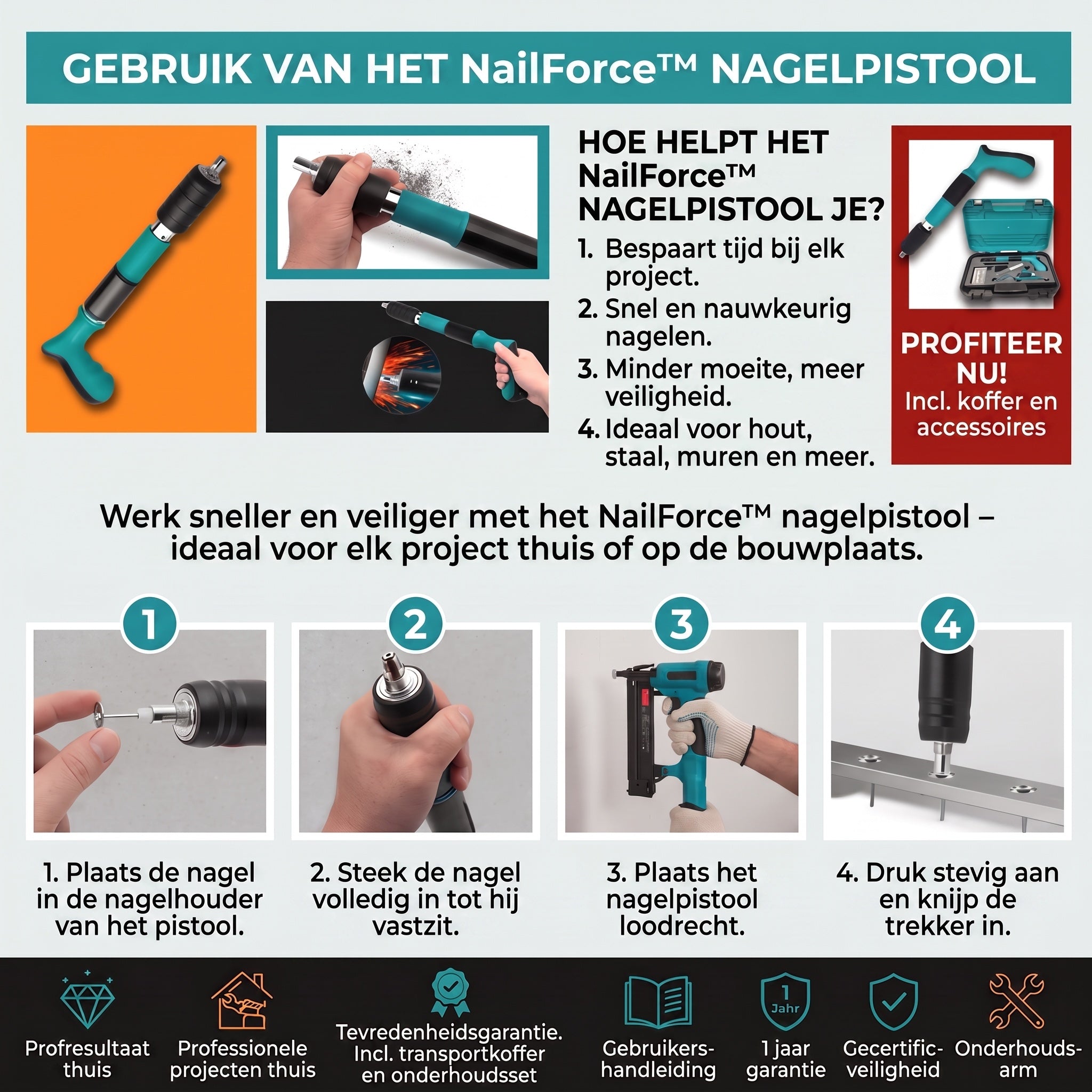 TIJDELIJK 50% KORTING | NailForce™ - Hogedruknagelpistool