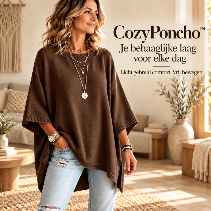 CozyPoncho™ - Gebreide poncho met vleermuismouwen, afbeelding 1